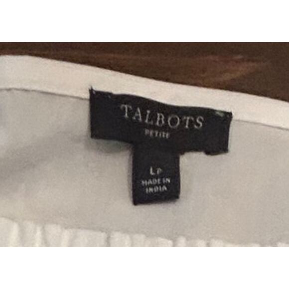 Talbots Embroidered Poplin White Top Scattered Butterfly Women Size Large Petite - Picture 6 of 7